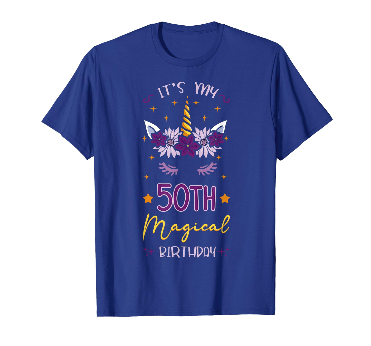 It's My 50th Magical Birthday Unicorn Floral Horn Party T-Shirt