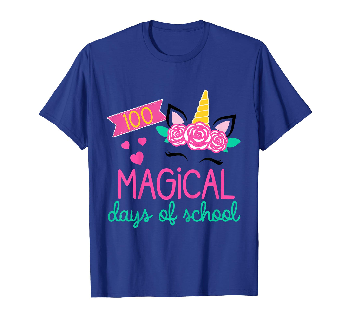 100 Days of School Girls Unicorn 100 Magical Days of School T-Shirt