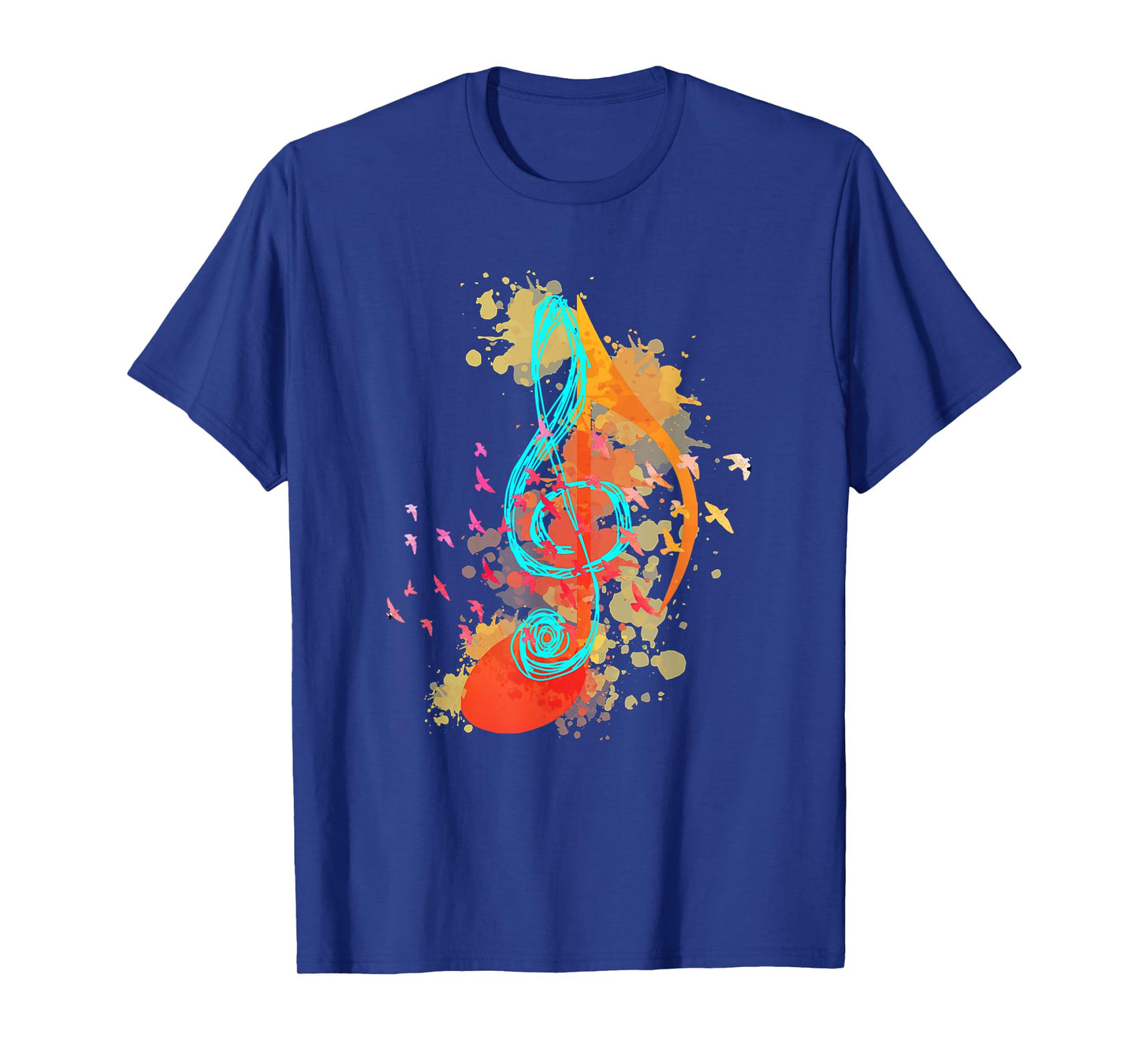 Colorful Treble Clef Music Theory Musician Teacher Birds T-Shirt