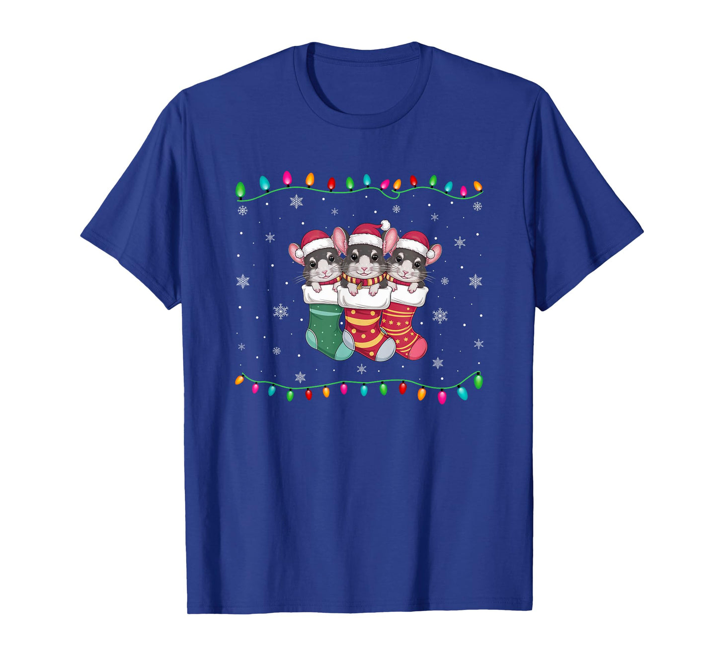 Xmas Tree Lights Funny Chinchilla in Christmas Socks T-Shirt