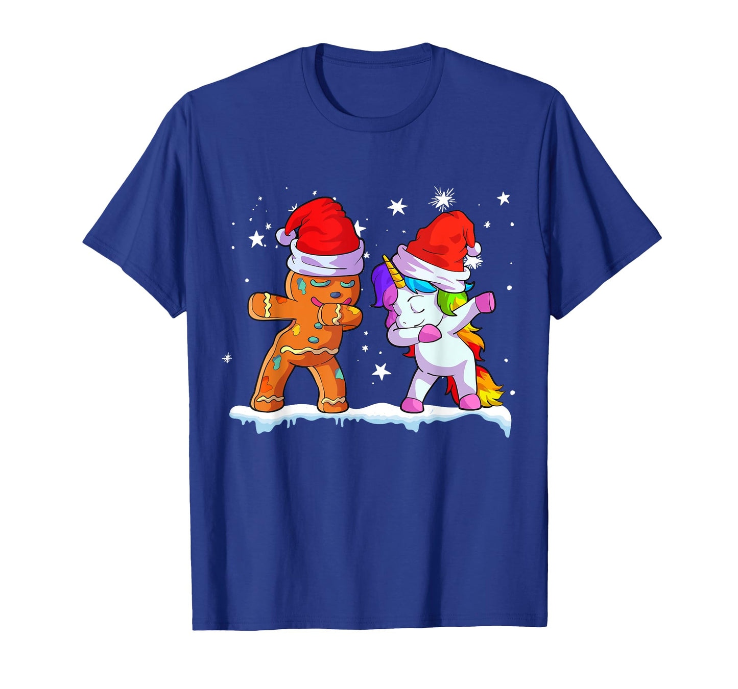 Unicorn Christmas Shirt Girl Women Santa Hat Gingerbread Man T-Shirt