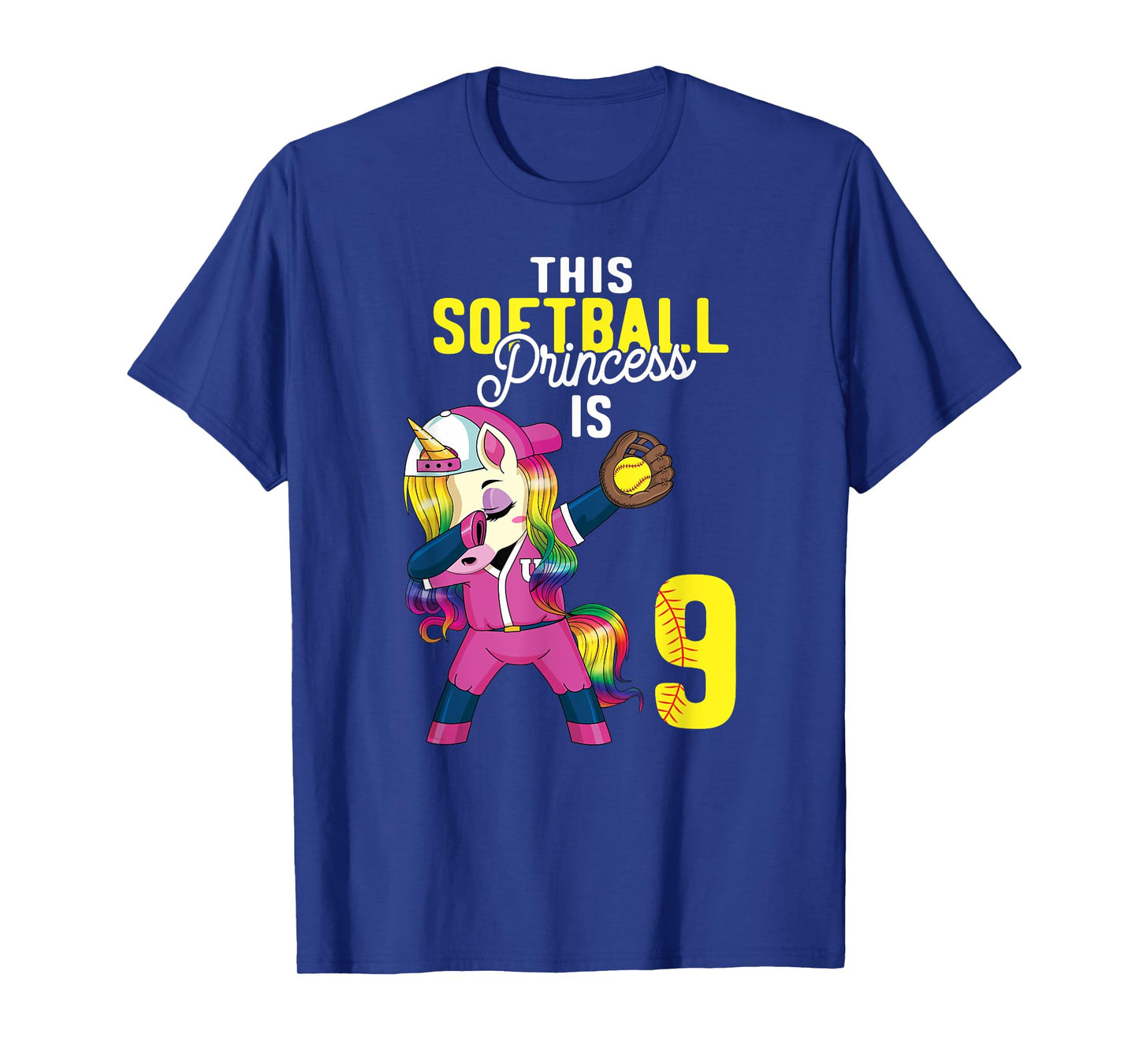 This Softball Princess is 9th Birthday Unicorn Dabbing Gift T-Shirt