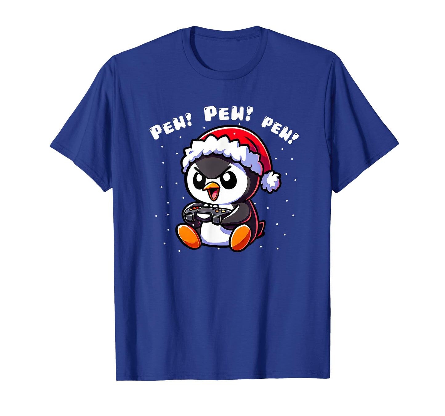 XmasByAxisone2024 Funny Penguin Gamer Pew Video Game Christmas Boys Kids T-Shirt