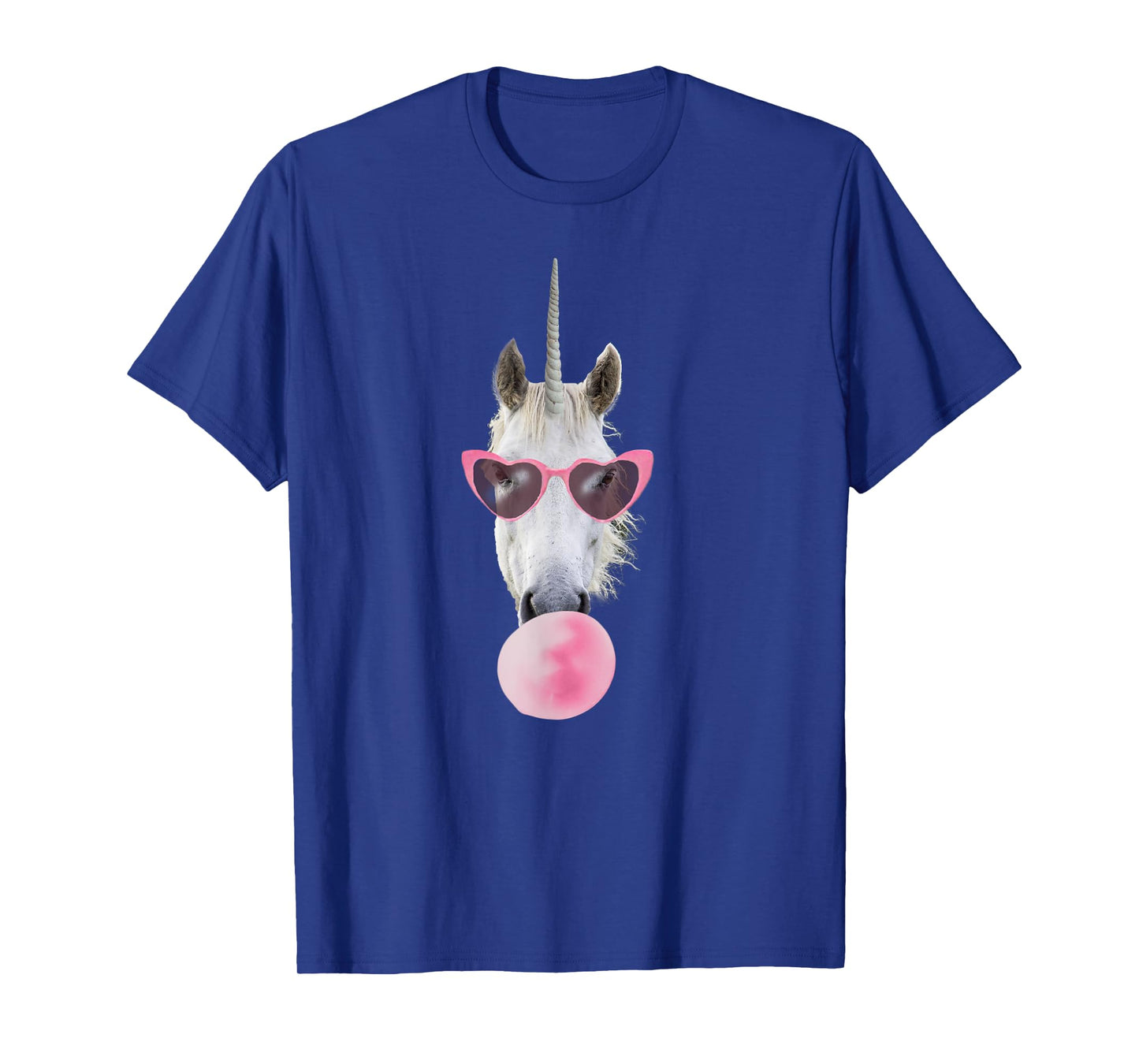 Unicorn Pink Bubble Gum Heart Sunglasses T-Shirt