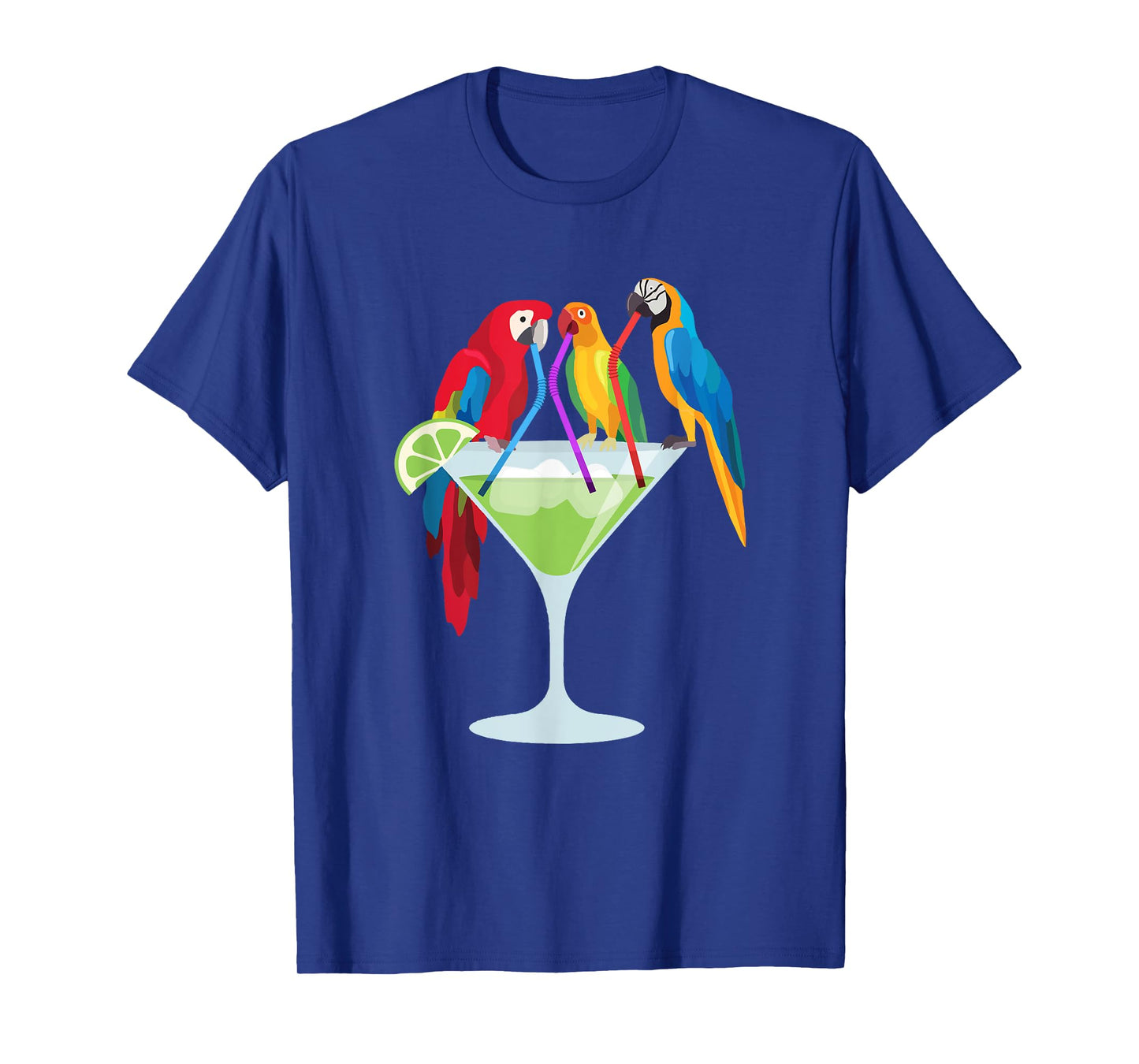 Parrots Drinking Margarita Tropical Vacation Hawaiian Birds T-Shirt