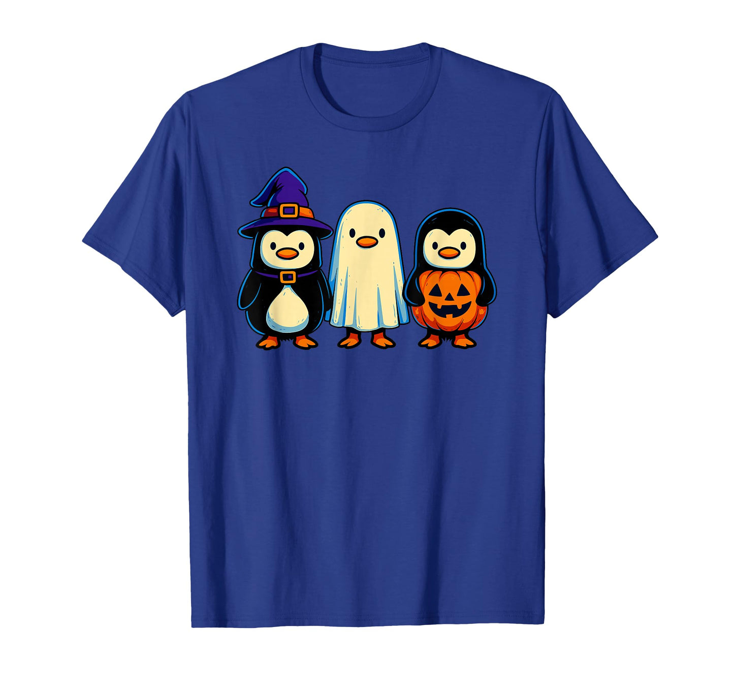Penguin Witch Ghost Pumpkin Men Women Kids Funny Halloween T-Shirt