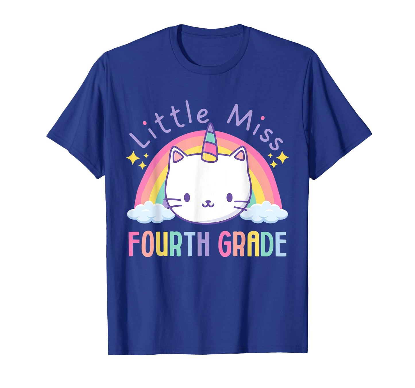 Little Miss Fourth Grade Caticorn Rainbow Unicorn Cat School T-Shirt