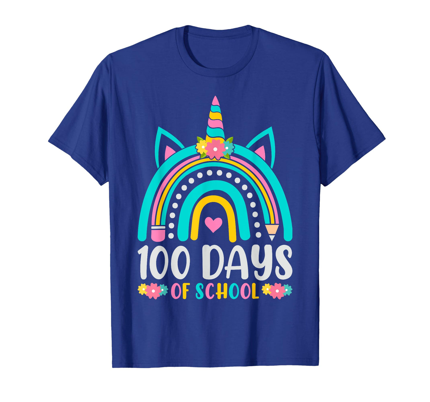 100 Days Smarter Rainbow Unicorn Girls 100th Day of School T-Shirt