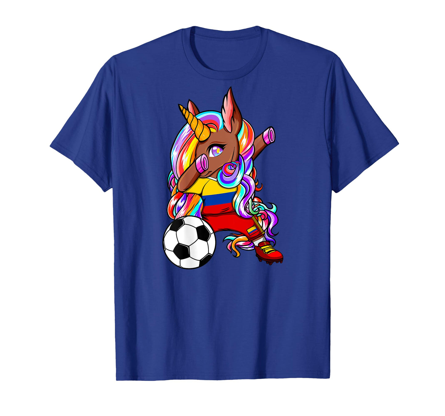 Dabbing Brown Skin Unicorn Colombia Soccer Lovers Football T-Shirt