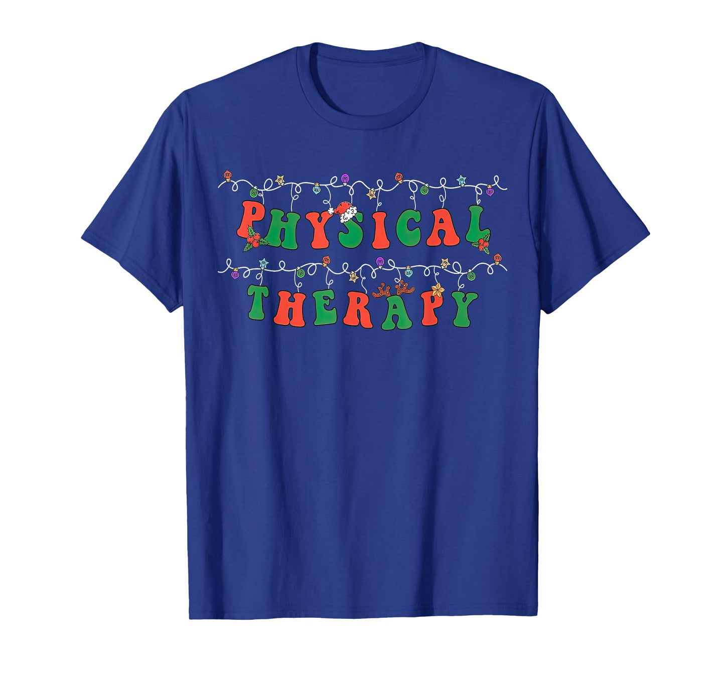 Physical Therapy PT Santa Hat Christmas Lights Xmas Pajama T-Shirt