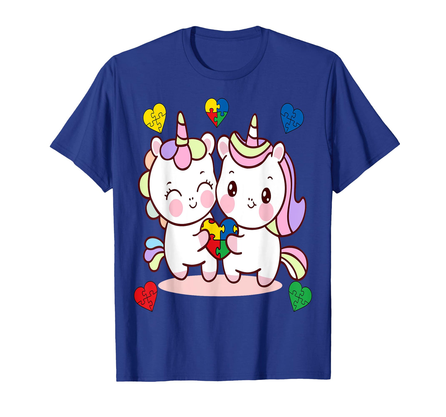 Unicorn Heart Puzzle Piece Autism Awareness Cute Girls T-Shirt
