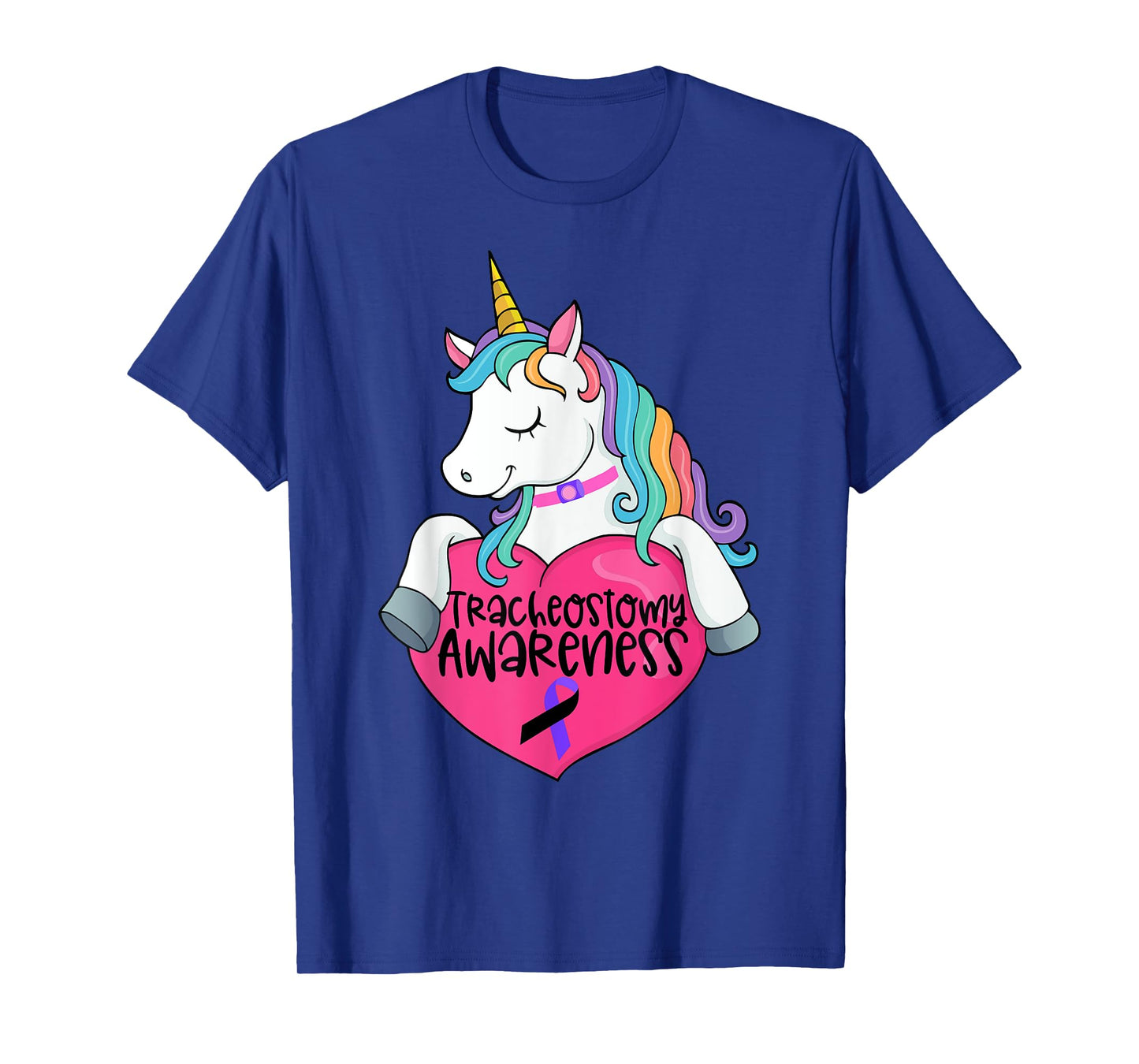 Tracheostomy Awareness Trach Heart Unicorn T-Shirt