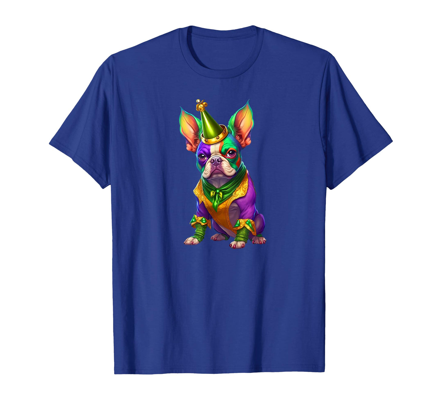 Mardi Gras Green Purple & Gold French Bulldog T-Shirt