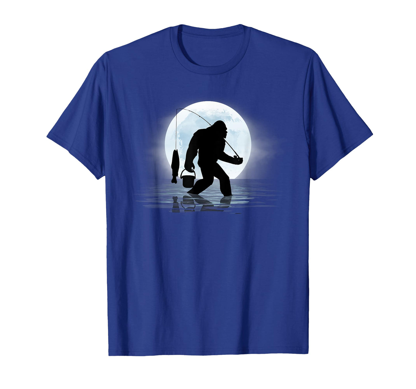 Bigfoot Fishing Funny Sasquatch and Fish Night Fishing T-Shirt