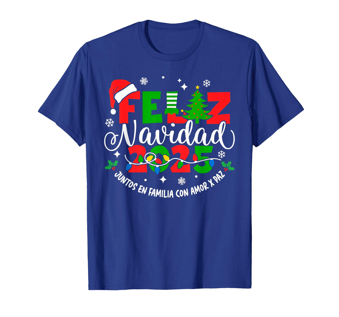 Feliz Navidad 2025 Christmas Xmas Lights Pajamas Holiday T-Shirt