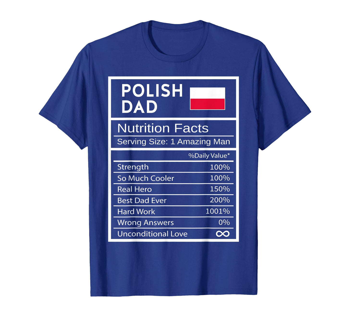 Polish Dad Nutrition Facts National Pride Gift For Dad T-Shirt