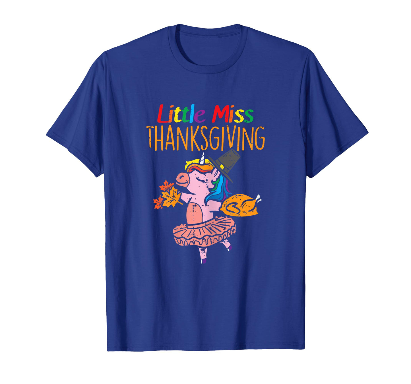Unicorn Little Miss Thanksgiving Cute Toddler Kids Girls T-Shirt