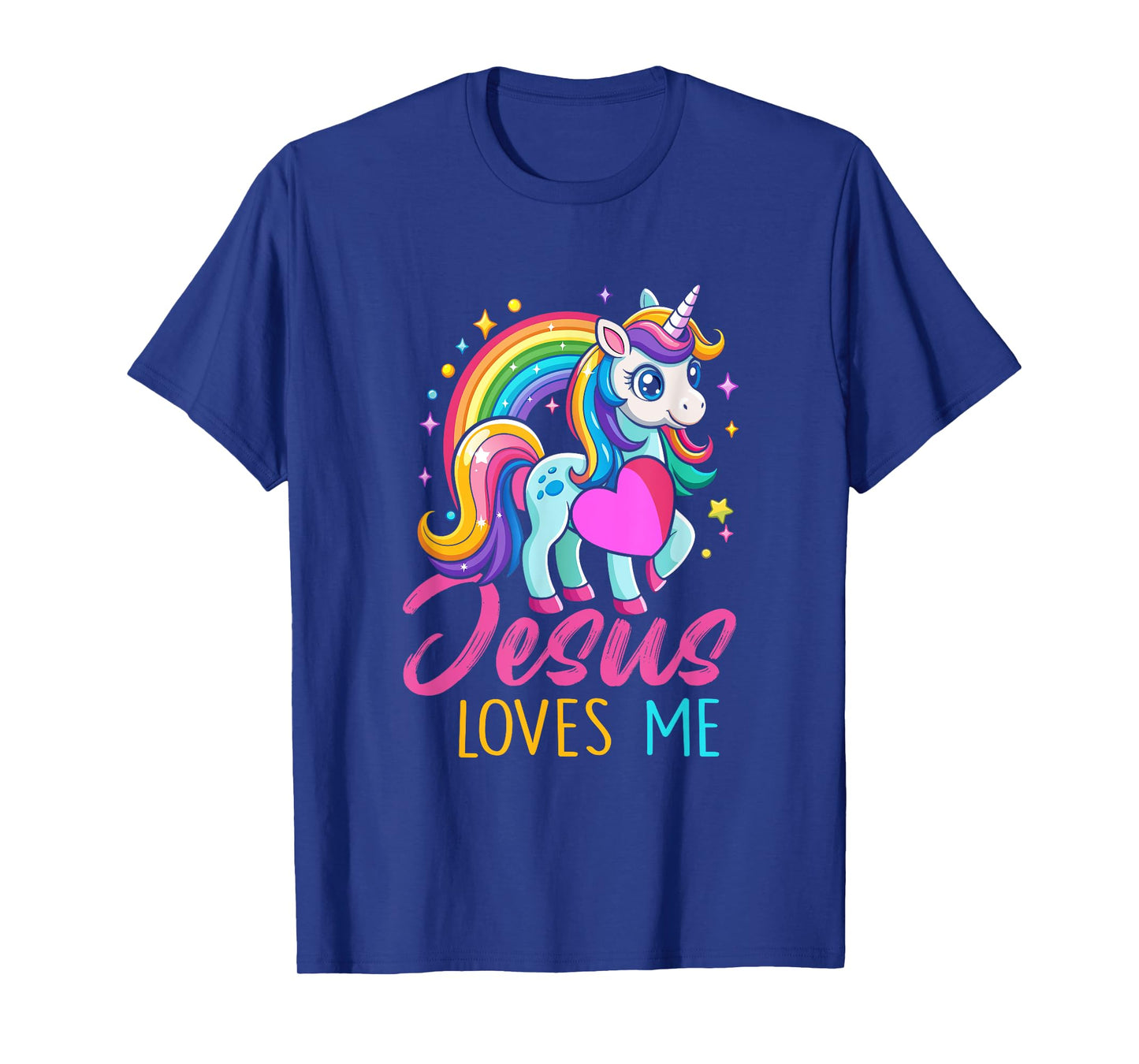 Kids Jesus Loves Me Christian Bible Girls Rainbow Unicorn T-Shirt