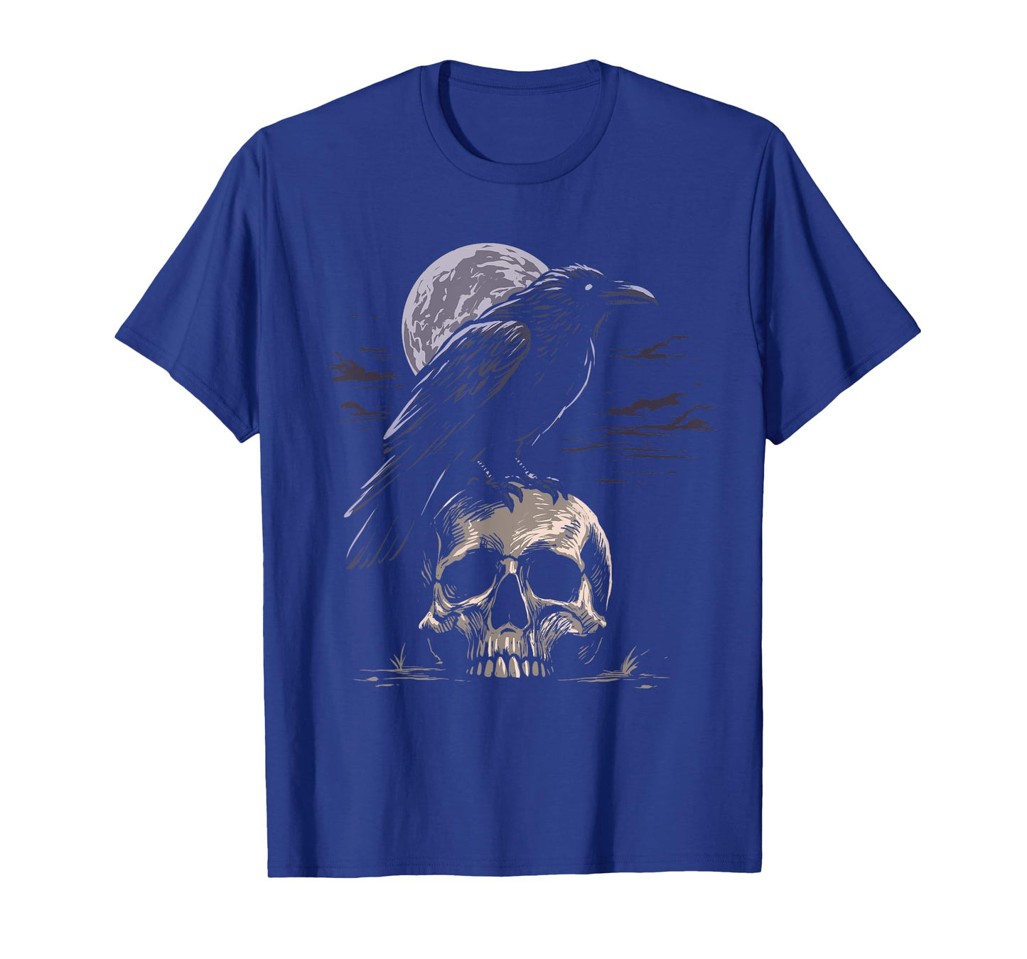 Skull and Crow Shirt Black Raven Skull Occult Gothic T-Shirt