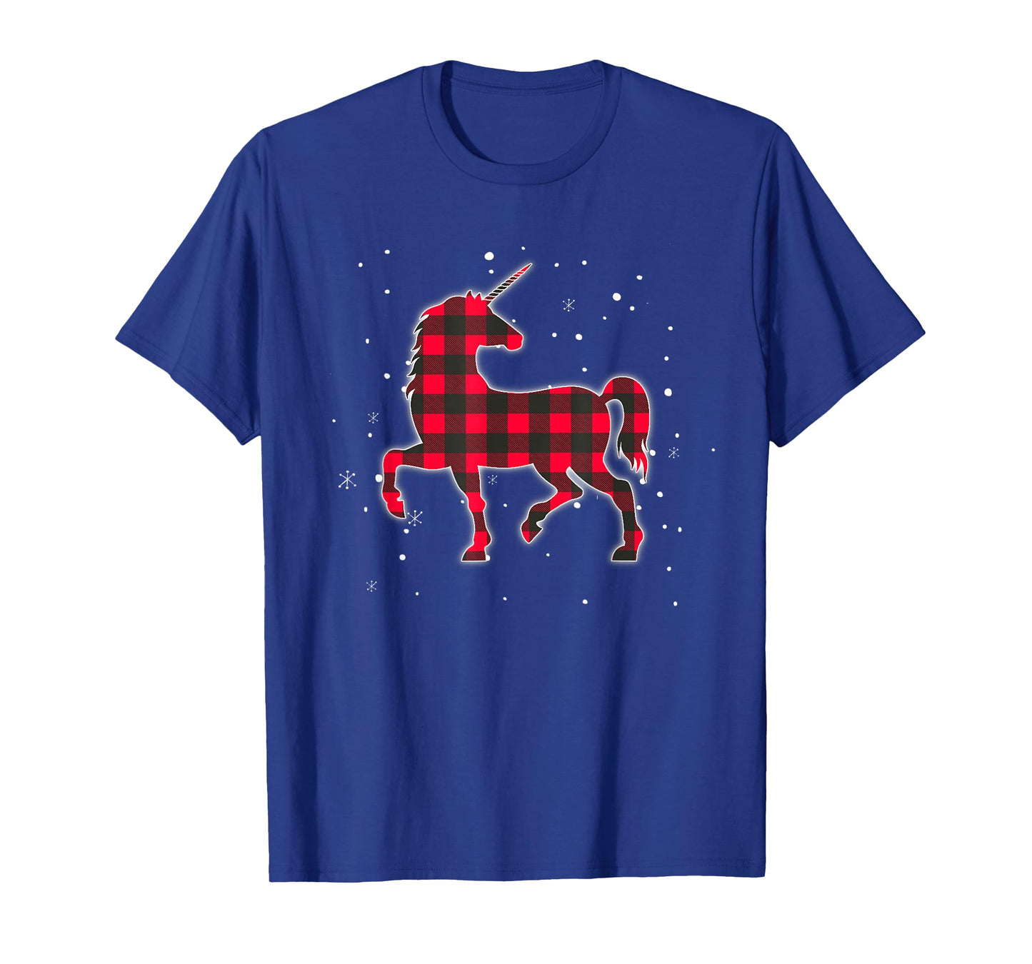 Red Plaid Unicorn Christmas Matching Buffalo Family Pajama T-Shirt