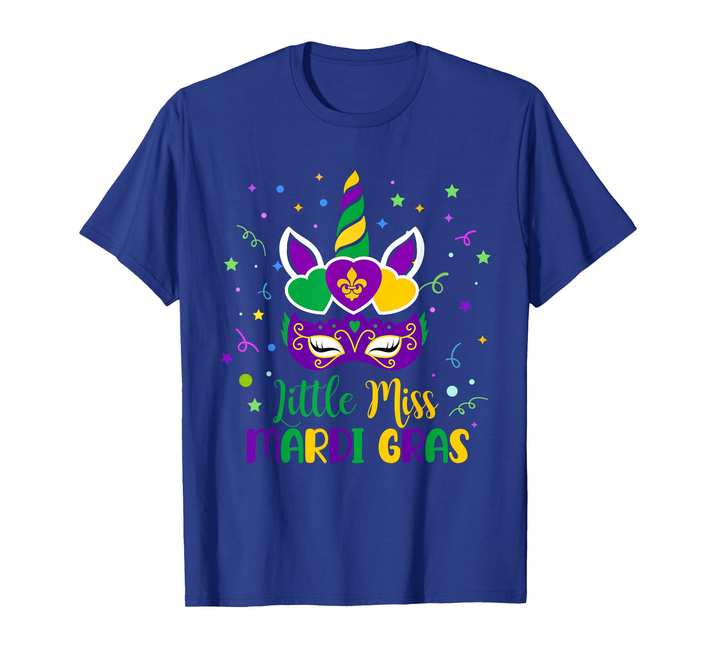 Little Miss Mardi Gras Carnival Unicorn For Toddler Girl Kid T-Shirt