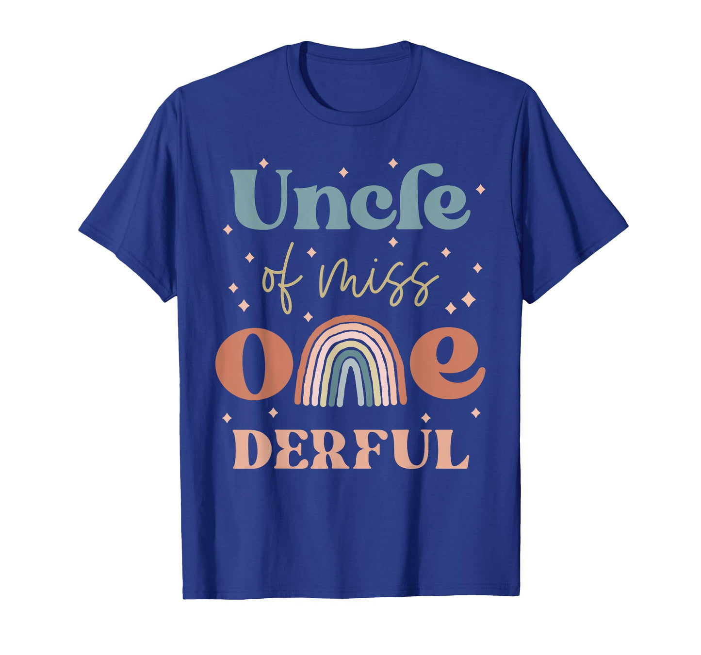 Uncle of Miss Onederful Boho Rainbow Niece First Birthday T-Shirt