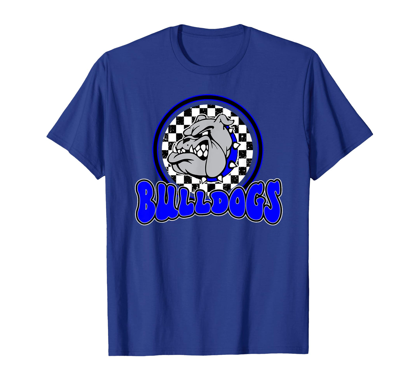 Bulldogs School Spirit Blue Black Retro T-Shirt