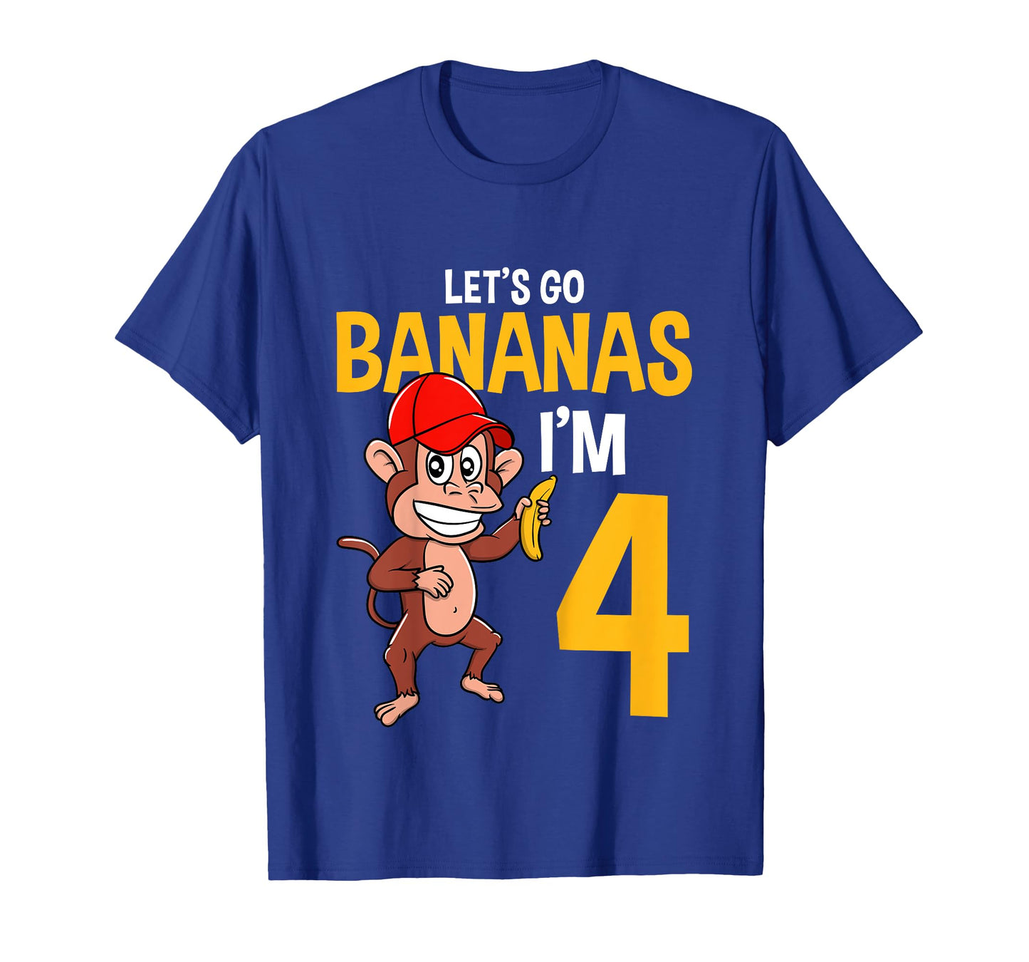 Kids Lets Go Bananas 4th Birthday Monkey 4 Year Old Boy Girl T-Shirt