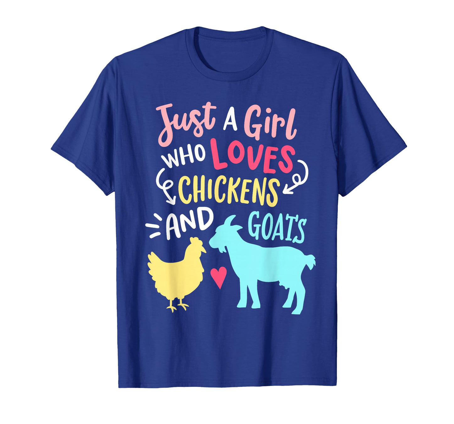 Cute Girl Who Loves Chickens Goats Lover Farmer Girls Funny T-Shirt