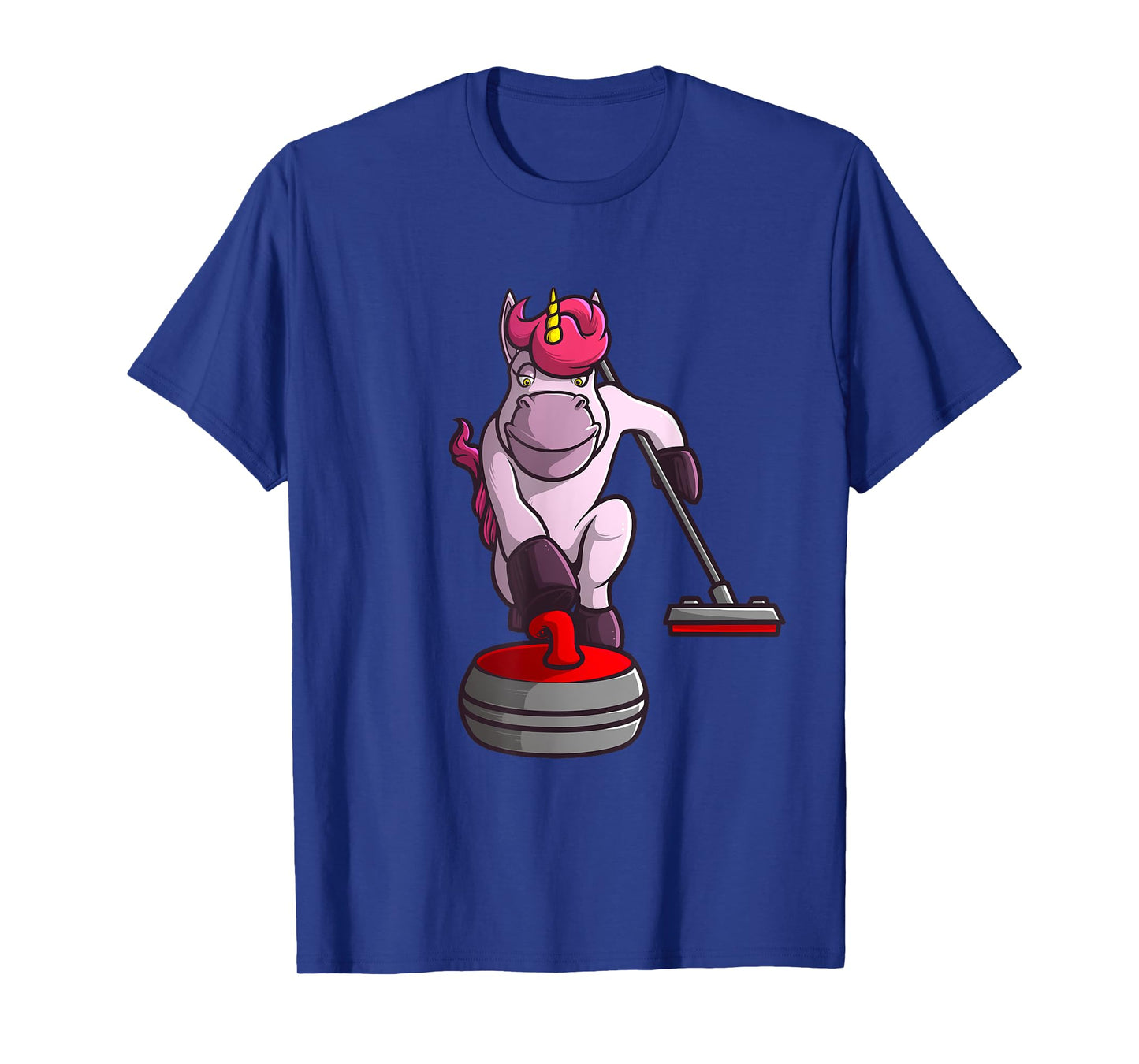 Funny Unicorn Curling Design For Men Women Curling Player T-Shirt