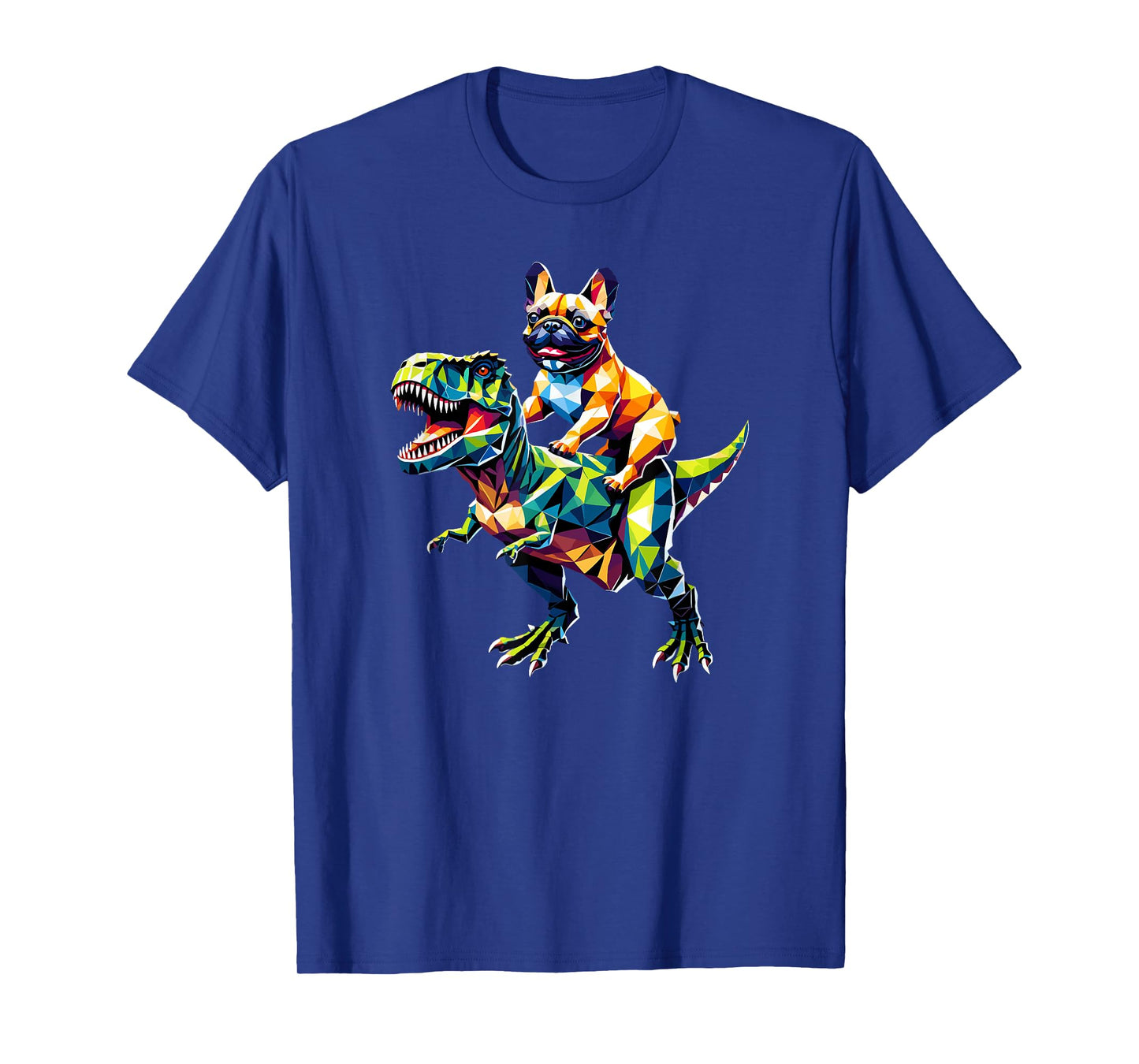 Geometric Art Dinosaur T-Rex French Bulldog Frenchie T-Shirt for Men Women Kids