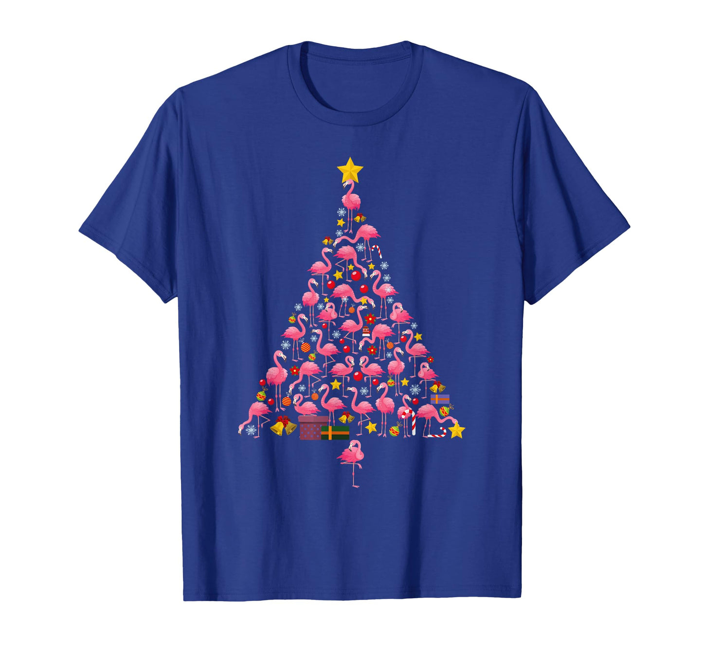 Funny Flamingo Christmas Tree Ornithologist Xmas Women Men T-Shirt