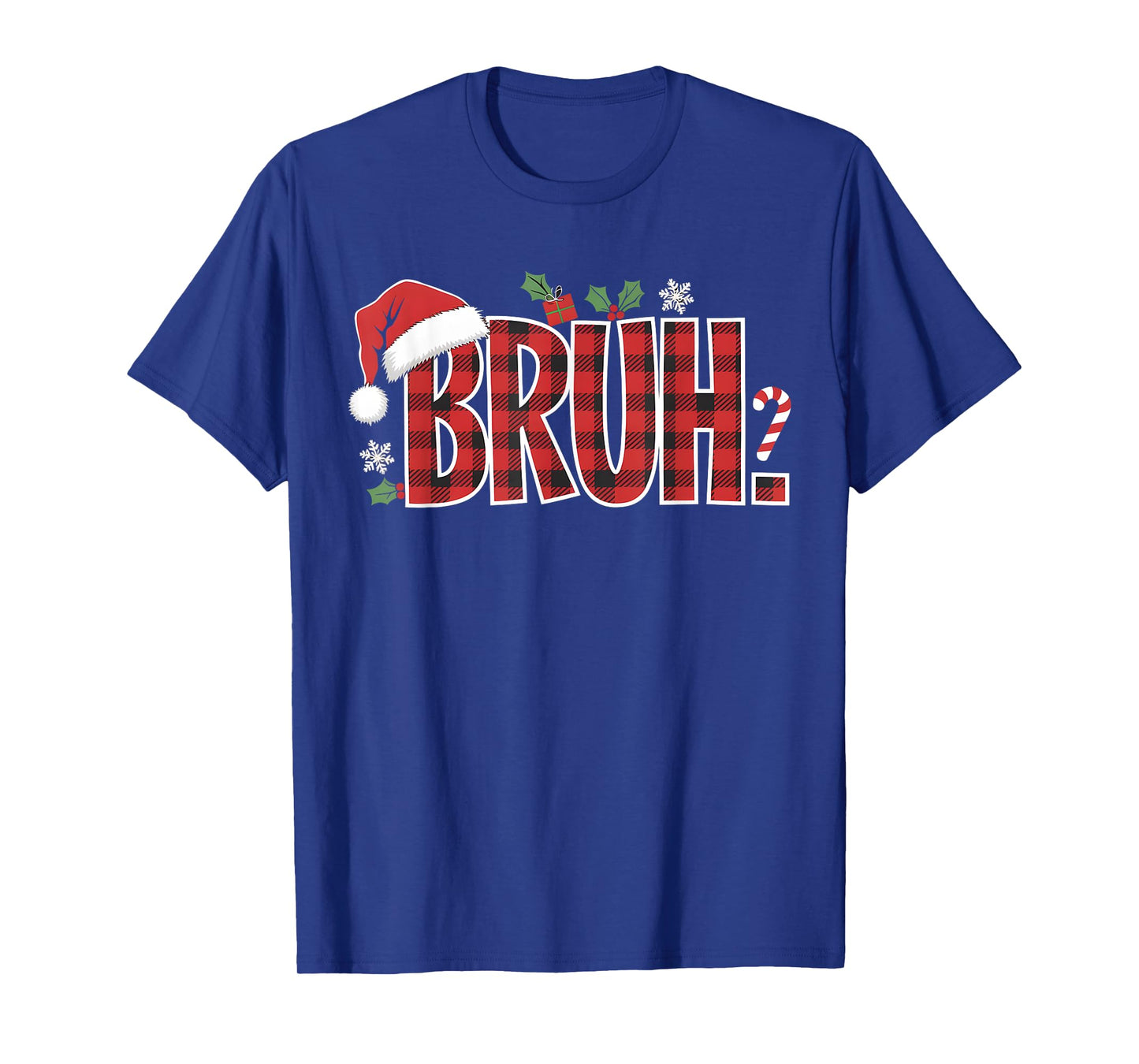 Bruh Christmas Plaid Gifts For Teens Boys Kids Xmas Pajamas T-Shirt