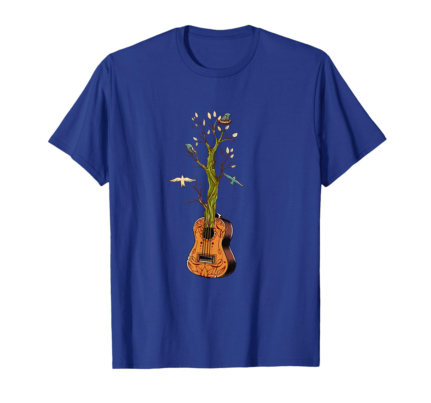 Flowers Birds Tree Nature Guitar T-Shirt