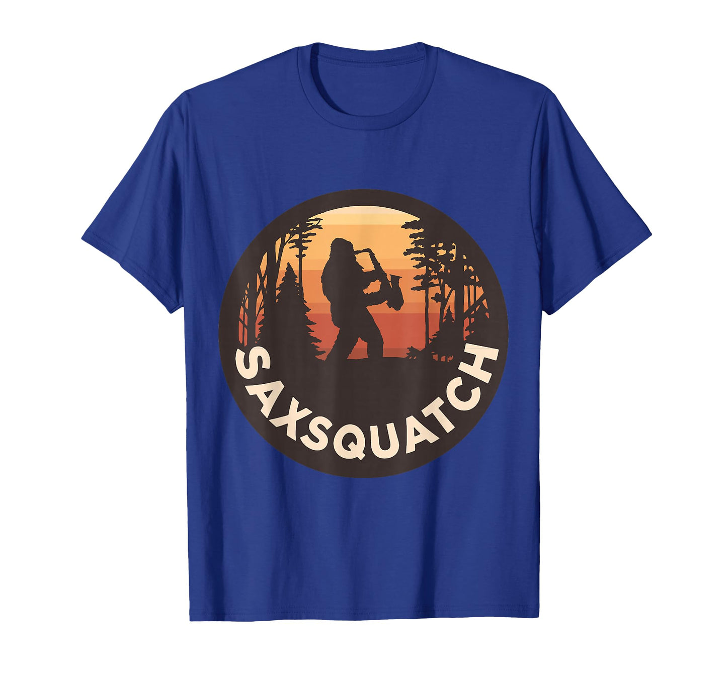 Retro Vintage Sax-Squatch Yeti Bigfoot Playing Saxophone T-Shirt