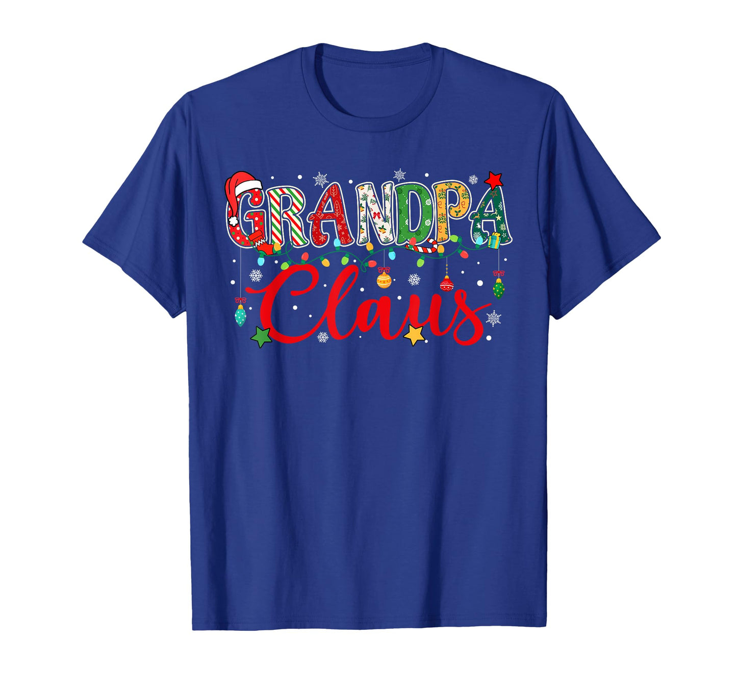 Grandpa Claus Christmas Lights Pajama Family Matching Men T-Shirt