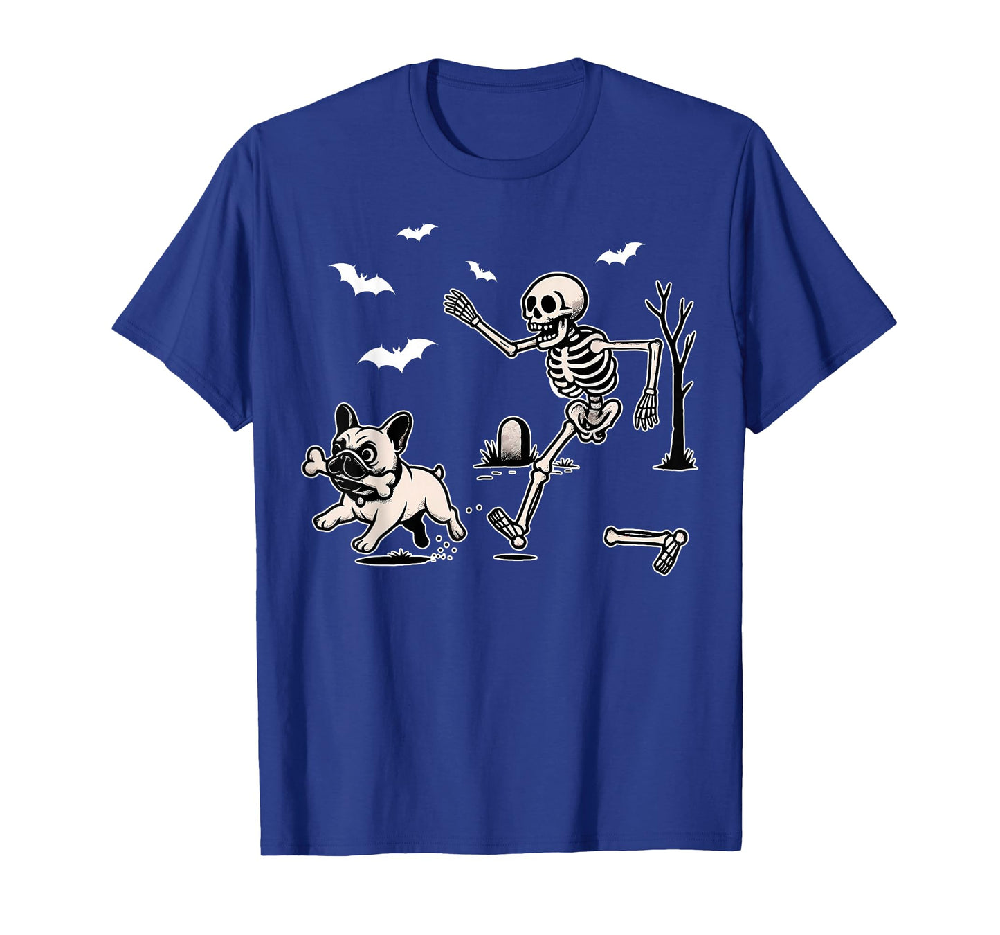 Funny Halloween French Bulldog Skeleton Spooky Men Women Kid T-Shirt