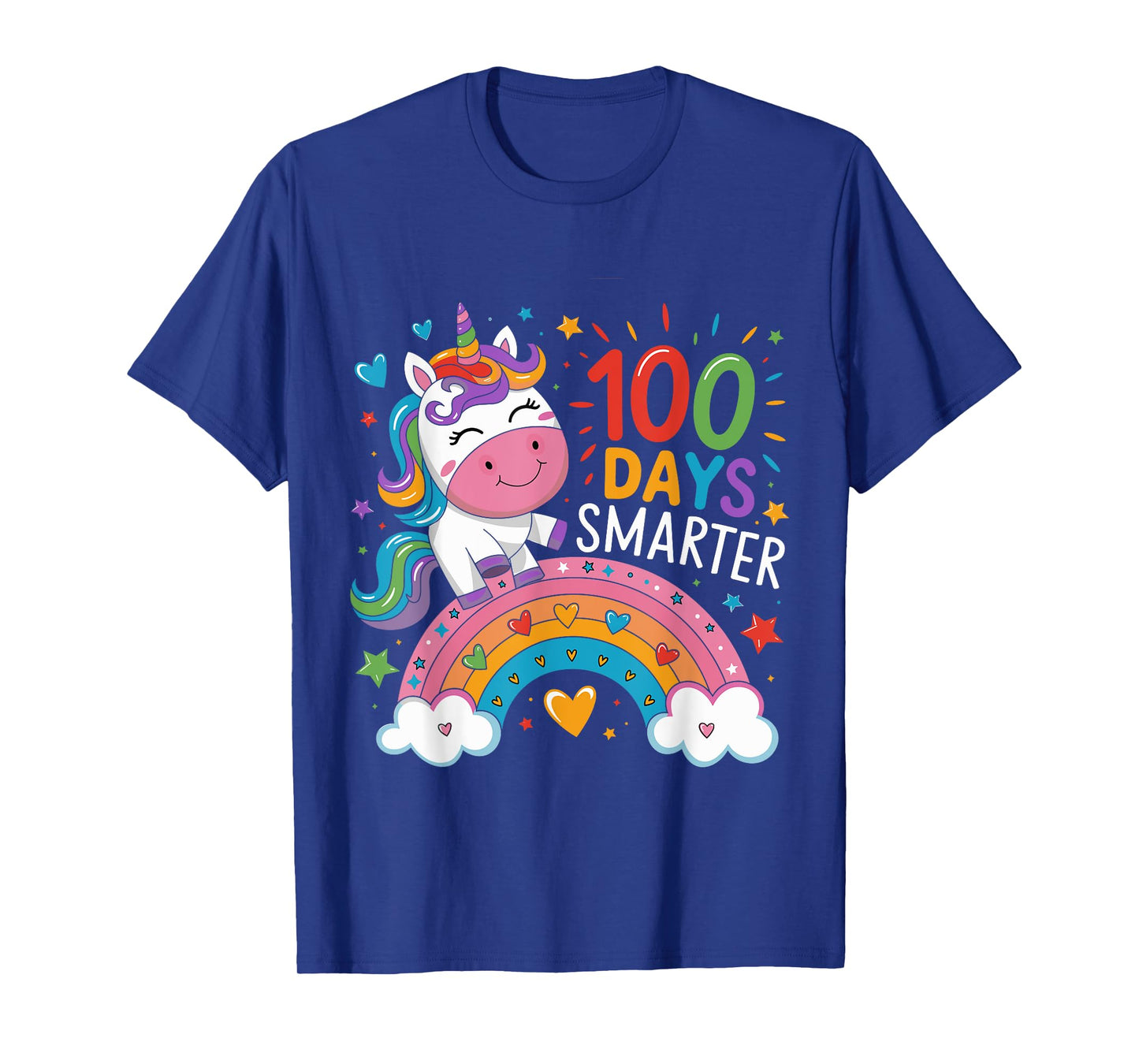 100 Days Smarter Rainbow Unicorn 100th Day of School T-Shirt