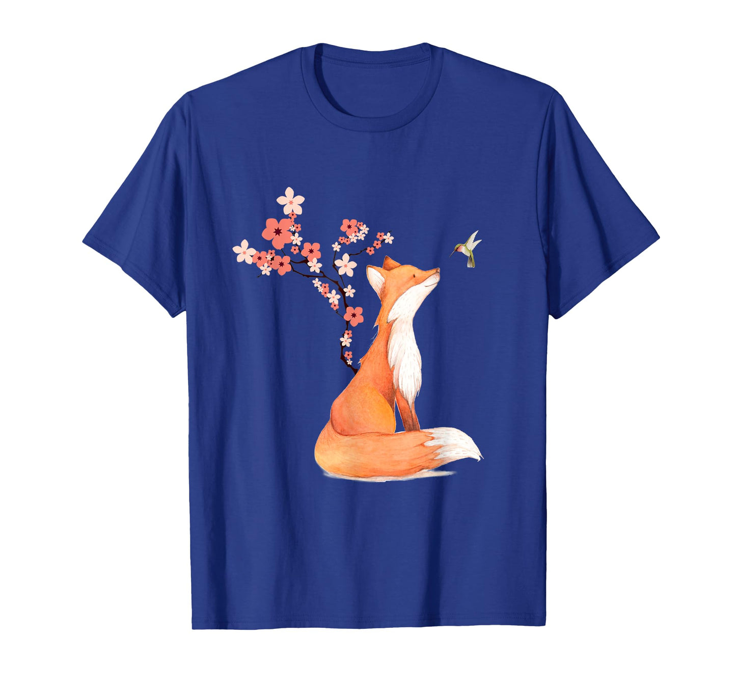 The Cute Fox And Hummingbird Cherry Blossom Flower Present T-Shirt