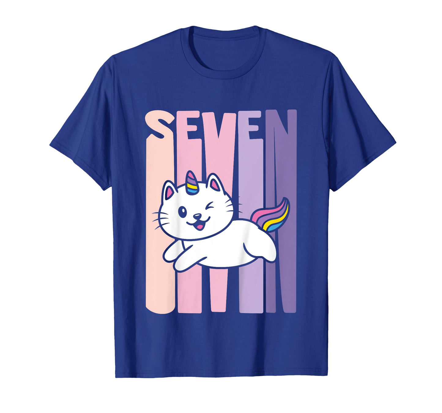 7 Year Old Cute Caticorn Cat Unicorn Birthday Girl B-day T-Shirt