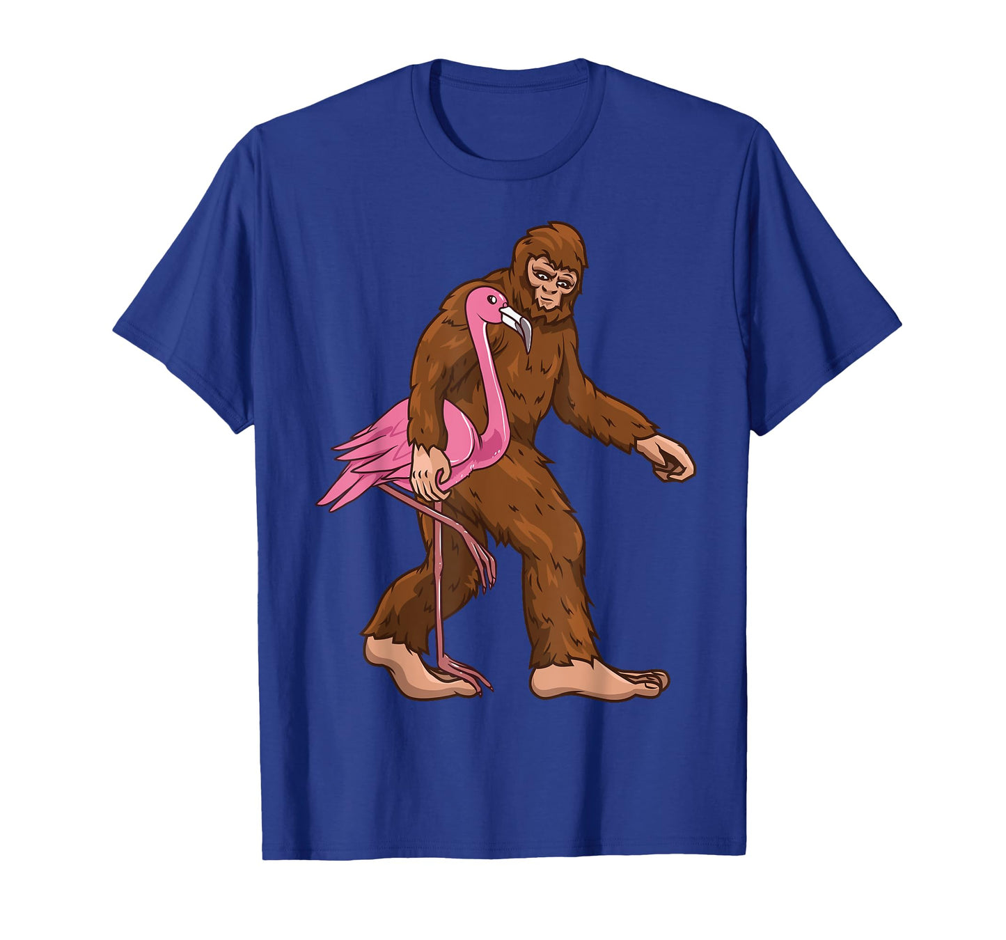 Bigfoot Flamingo Bird Sasquatch Men Women Funny Graphic Tee T-Shirt