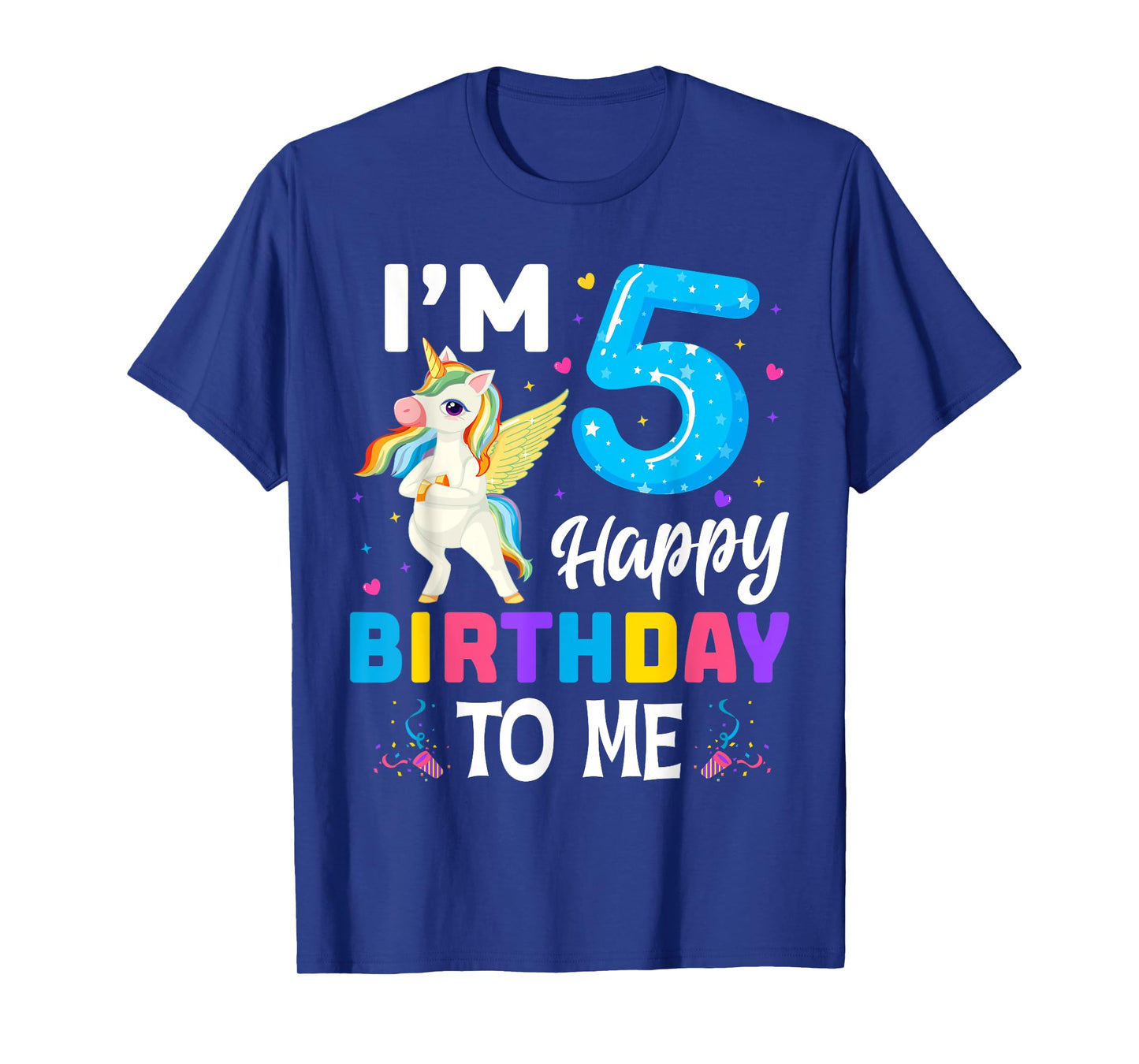 Unicorn 5th Birthday Party 5 Years Old Girl T-Shirt