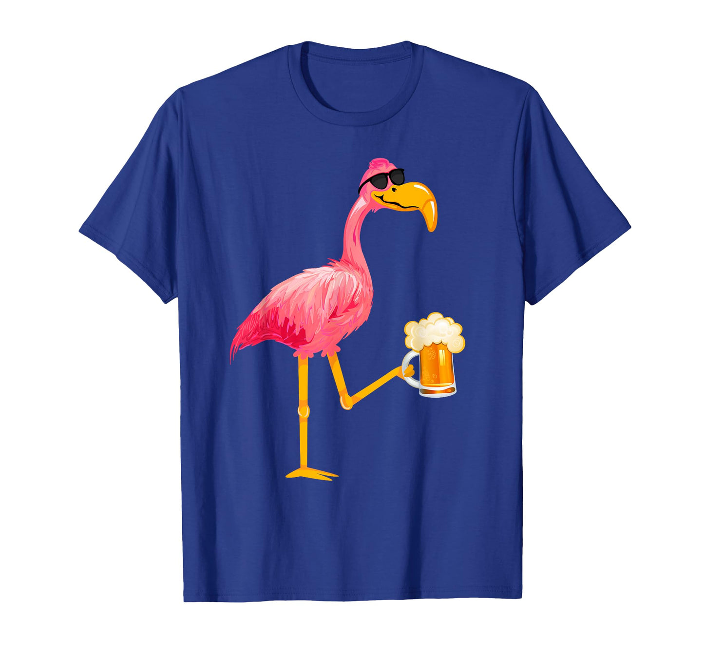 Funny Beer and Flamingo Lover - Flamingo Wearing Sunglass T-Shirt