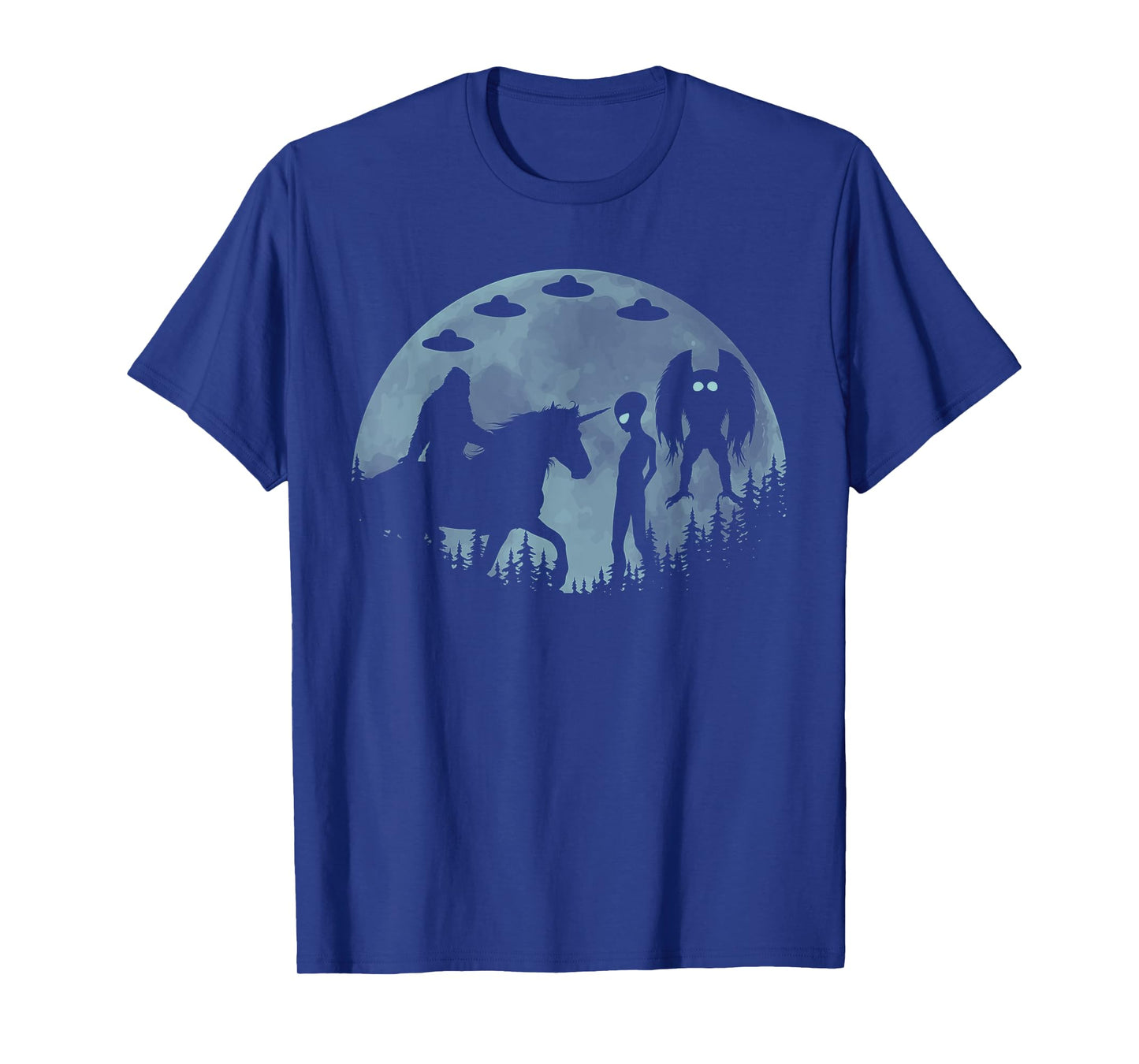 Bigfoot Riding Unicorn Funny Sasquatch Ufo Mothman And Alien T-Shirt