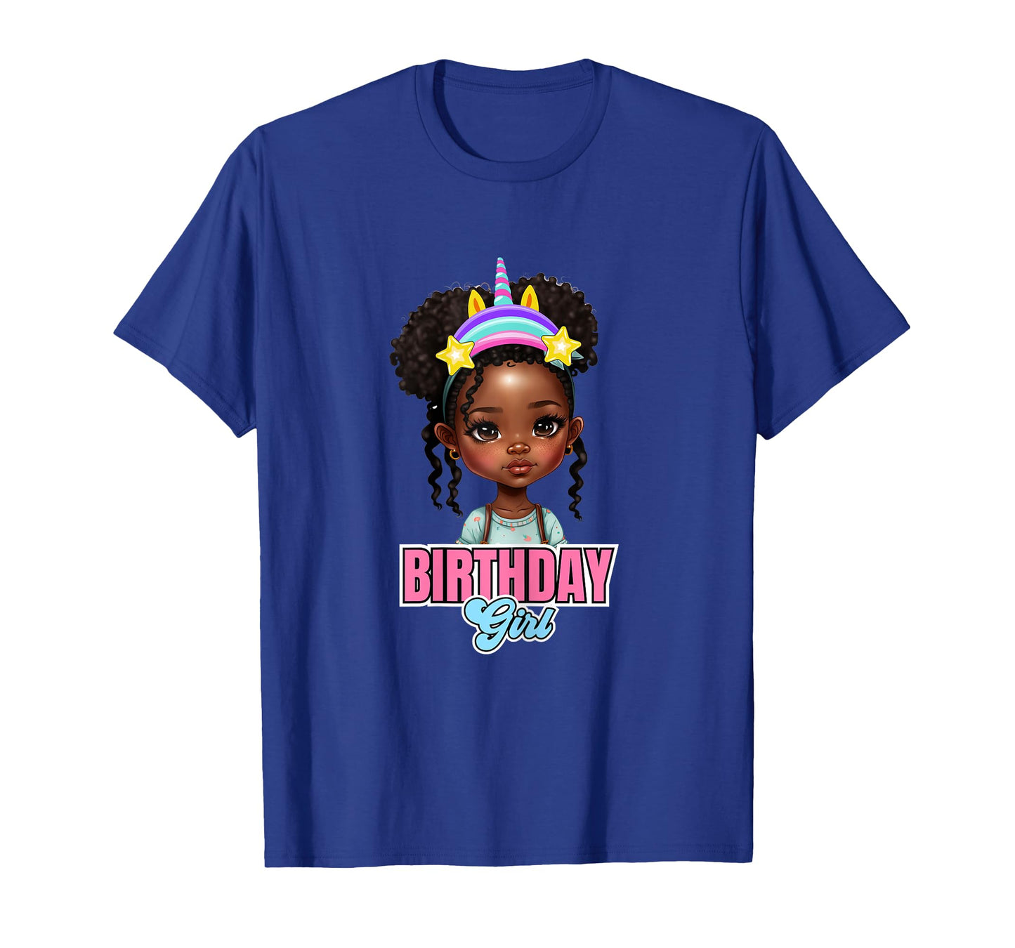 Kids Black Girl Birthday Melanin Kids Afro Puff Unicorn Girl T-Shirt