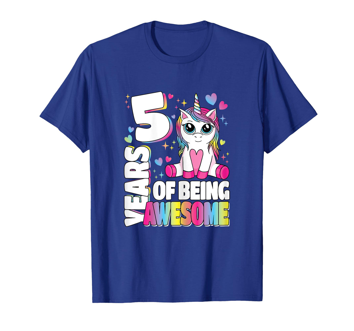 5 Years Of Being Awesome 5th Birthday Unicorn Girls Kids T-Shirt