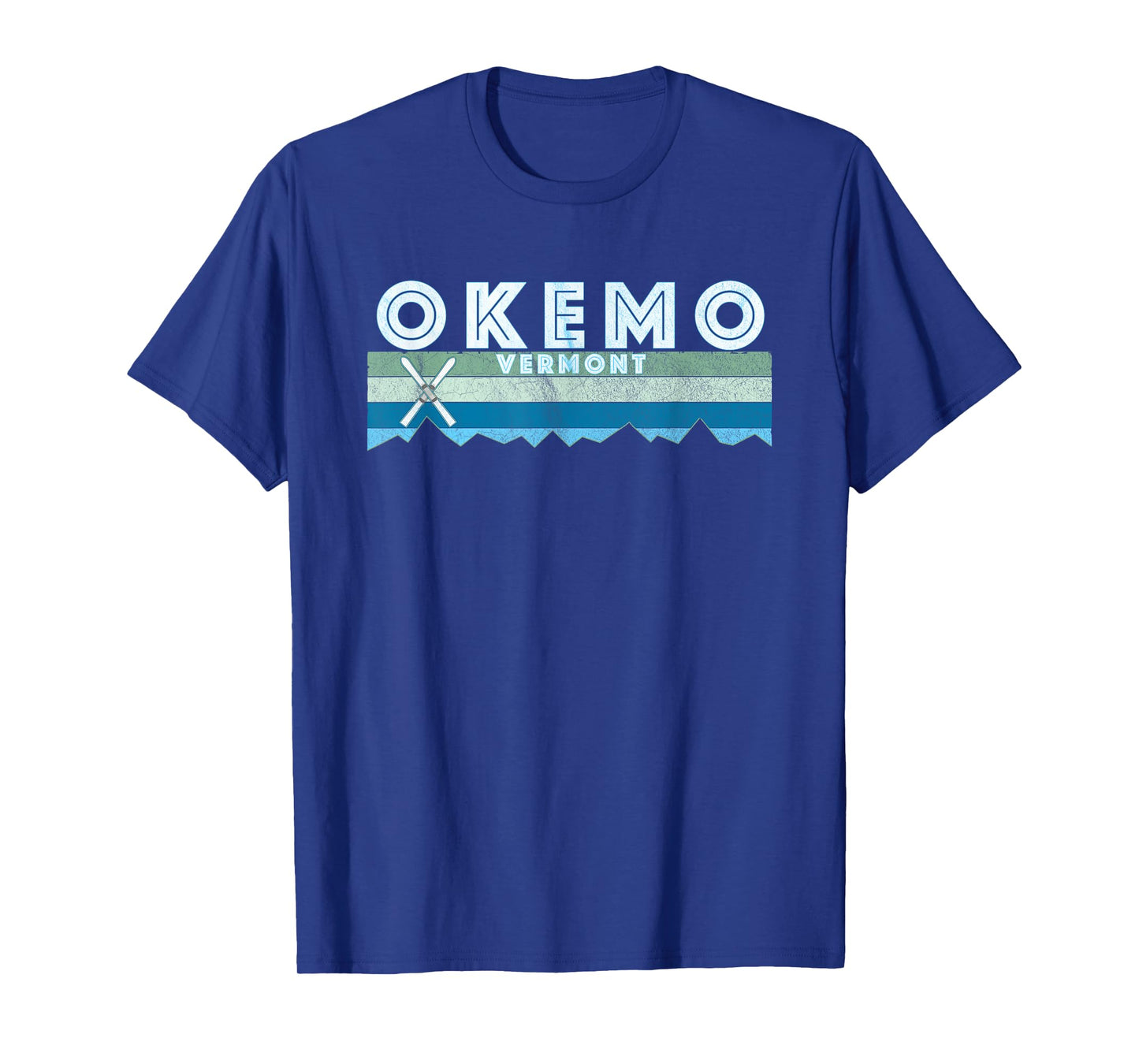 Vintage Okemo Vermont Ski Retro T-Shirt - Blue, Unisex, Short Sleeve, T-Shirt, Small