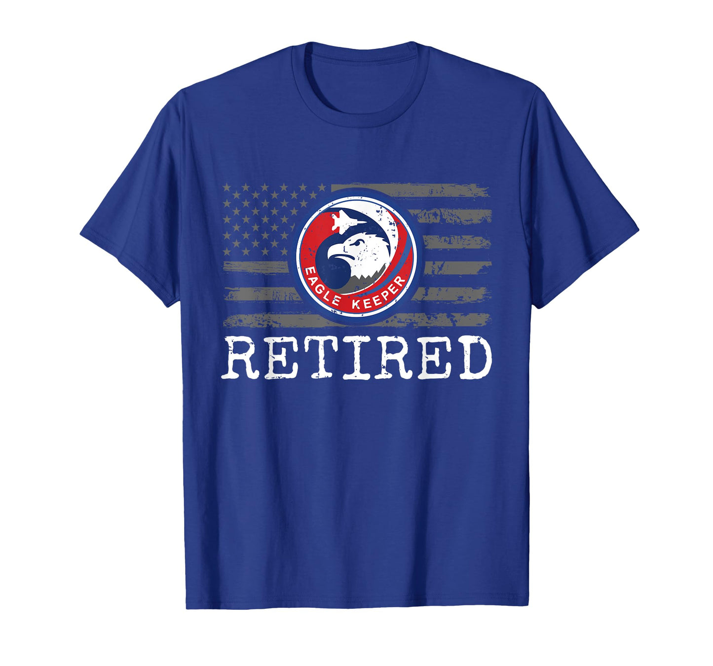 USAF F-15 Eagle Keeper Patch stamped Retired on US Flag T-Shirt