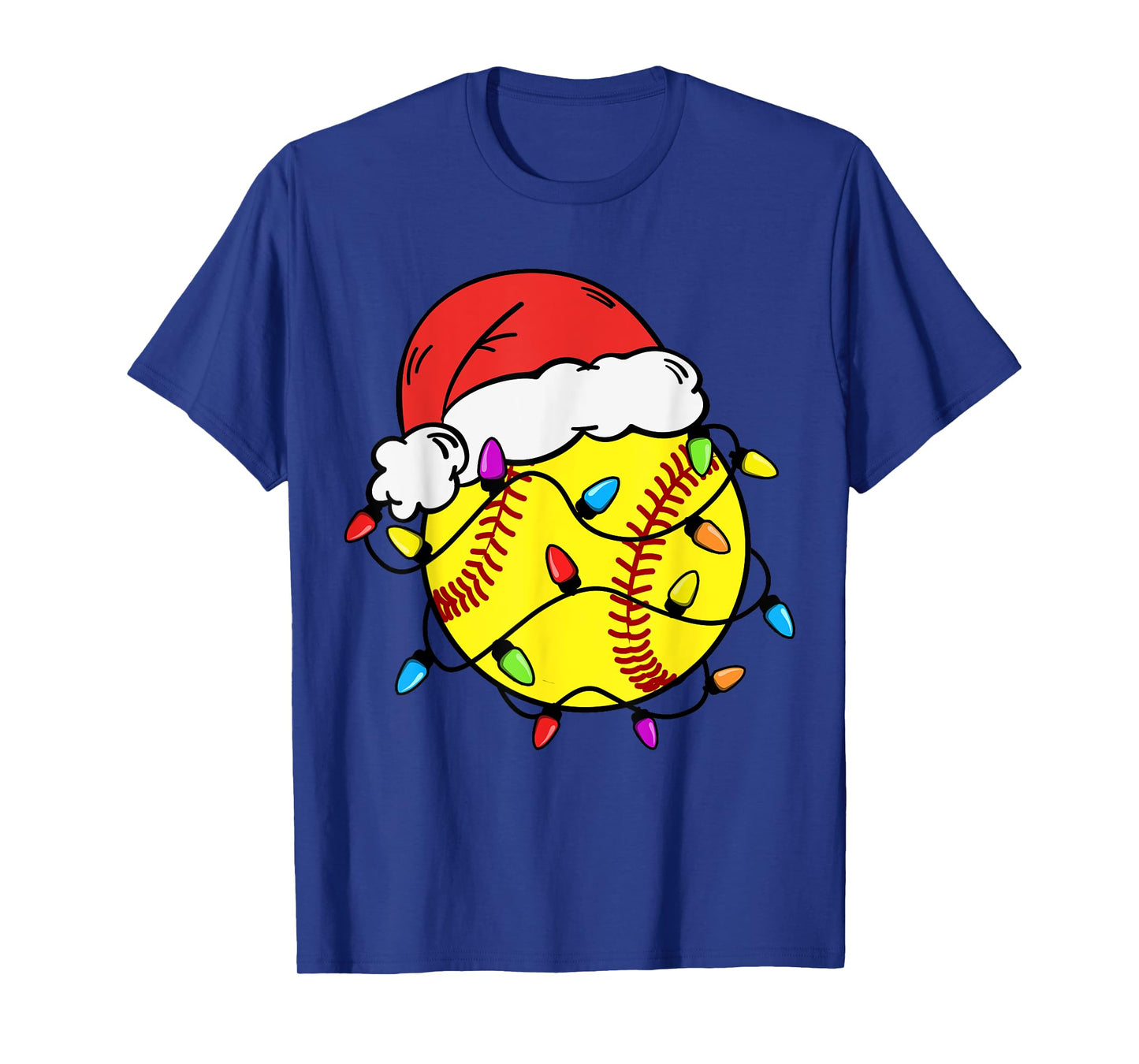 Softball Santa Claus Hat Christmas Light Softball Girls Kids T-Shirt