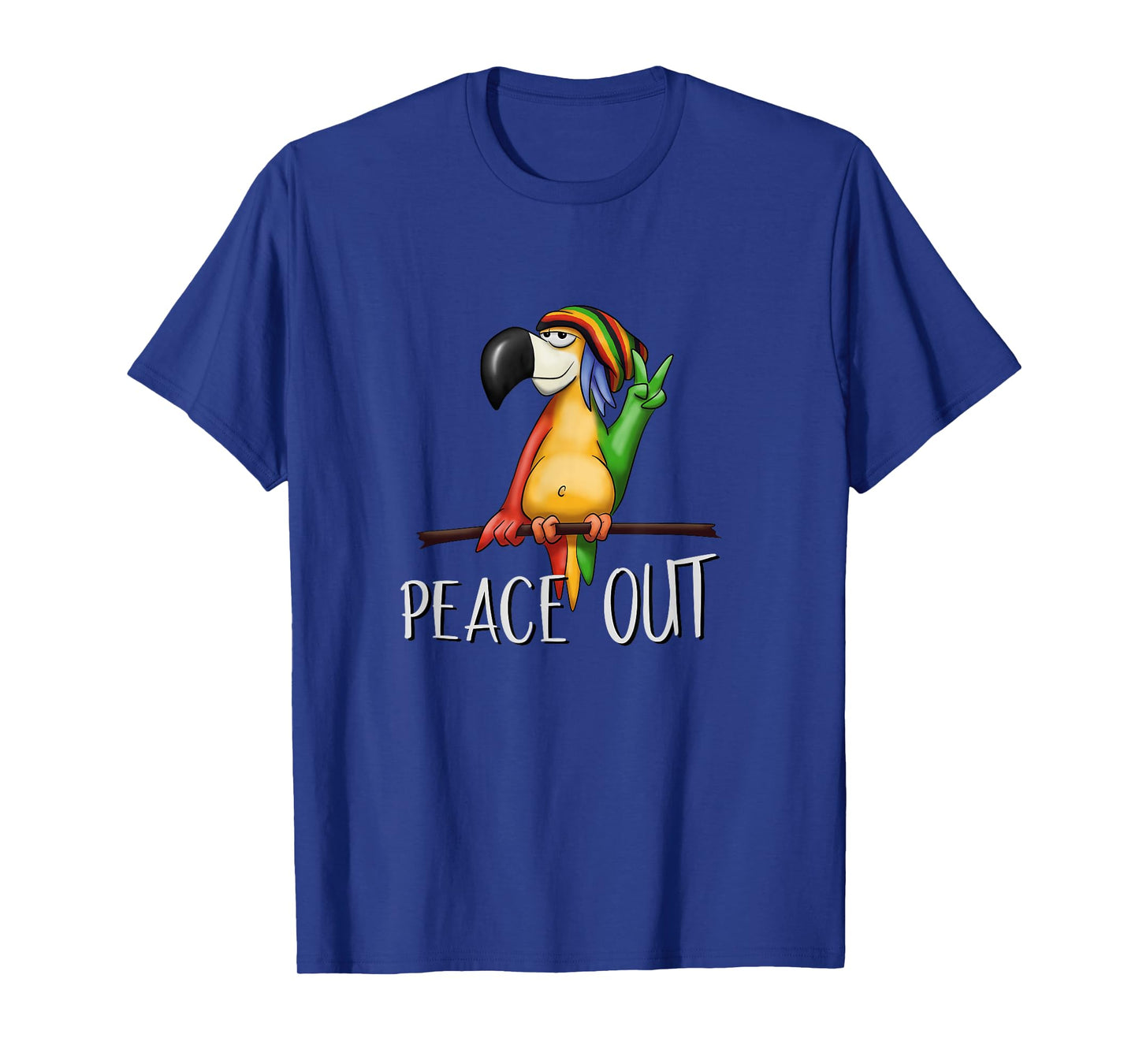 Peace Out Funky Cool Bird Drawing Chilling Reggae Parrot T-Shirt